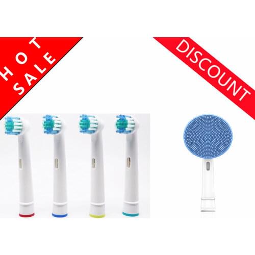 Toothbrush Heads+Silicone face brush Facial Cleansing Brush Head Suit For Braun Oral-B Pro 500 550 1000 3000 9000 9100 9400