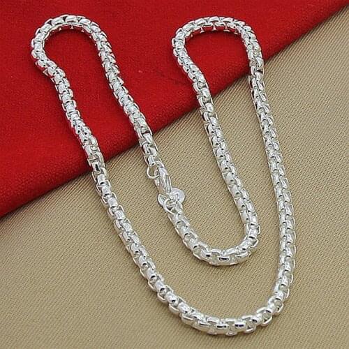 925 Sterling Silver 5mm Round Box Chain 24 Inch Necklace For Woman Men Fashion Wedding Engagement Charm Jewelry