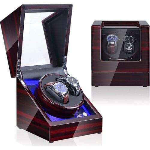 Led automatic watch winder box 2 Watches for Automatic Watches Can Use Battery 2+0 For Double Watches