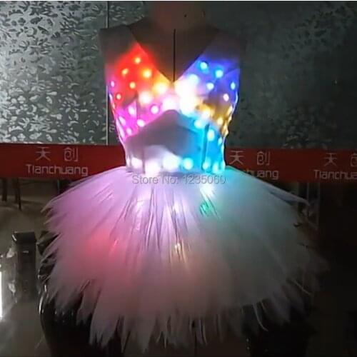 Programmable led light dress luminous full color light ballet dance wears clothes party led skirt stage show singer dj costumes