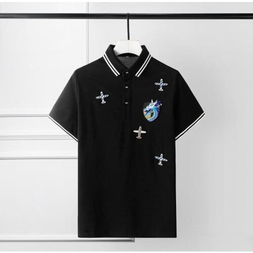 Short Sleeve Mens Luxury Embroidered Badges On Airplane Heads Men T-shirts Fashion Casual Slim Fit T-shirt Man