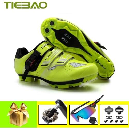 TIEBAO Mountain Bike Shoes Breathable Self-locking Sapatilha Ciclismo Mtb SPD Pedals Add Sunglasses Bicycle Riding Sneakers