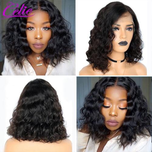 Celie Hair Loose Deep Wave Bob Wig 180 Density Pixie Cut Wig Short Human Hair Wigs Loose Deep Wave Lace Front Human Hair Wigs