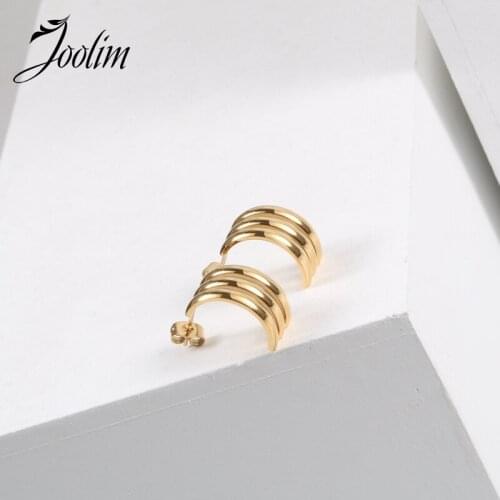 Joolim High End PVD Plated Multilayer Circle More Hollow Hoop Earring Drop Shipping Supplier