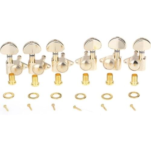 Wilkinson 3R3L Roto Style Sealed Guitar Tuners Machine Heads Tuning Pegs Keys Set for Gibson or Epiphone Les Paul, Gold
