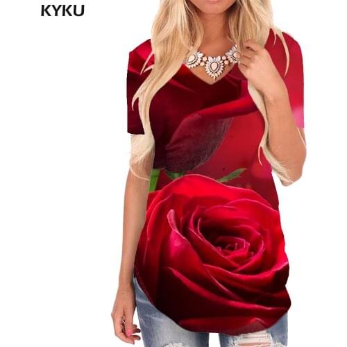 KYKU Sunflower T-shirt women Colorful Funny T shirts Raindrop V-neck Tshirt Romantic Tshirts Printed Womens Clothing Fashion