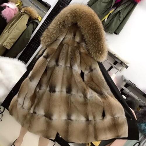 Coat with fur parka winter jacket coat womens park big natural fur raccoon collar natural mink lining long outerwear