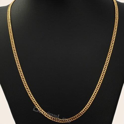 Womens Mens Gold Necklace Cut Curb Cuban Rombo Link Chain Necklace For Men Women Jewelry Christmas Gifts Wholesale 3mm LGN151