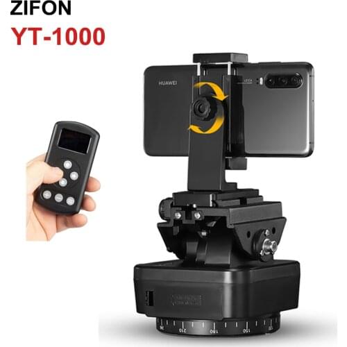 ZIFON YT-1000 Remote Control Pan Tilt Auto Motorized Rotating Panoramic Head Tripod Stabilizer for Smartphone Cameras DSLR
