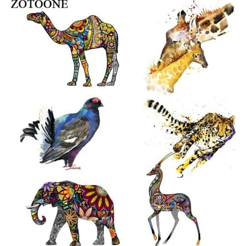 ZOTOONE Colorful Animals Patches Stickers for Kids Iron on Transfers for Clothes T-shirt Heat Transfer Accessory Appliques G