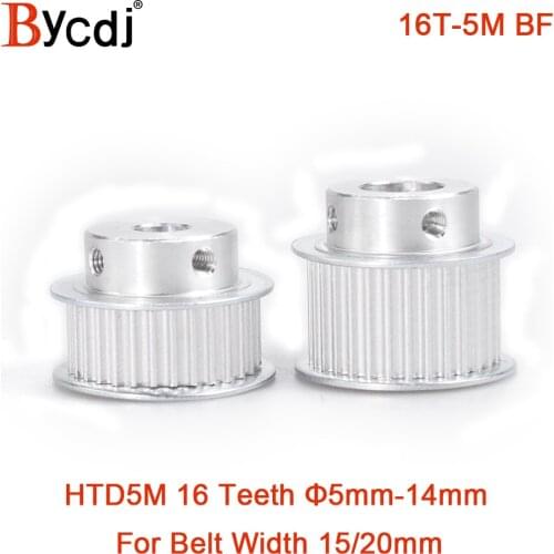 Arc 16 Teeth HTD 5M Timing Pulley Bore 5/6/6.35/7/8/10/12/14mm for Width 15/20mm HTD5M Synchronous Belt gear pulley 16Teeth 16T