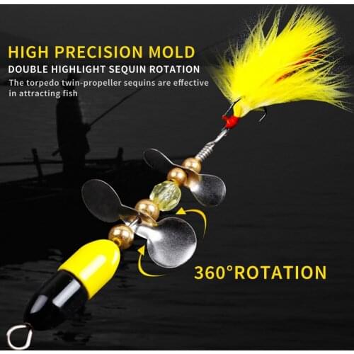 1pcs Rotating Spinner Sequins Fishing Lure With Feather Bass Trout Feather Three Hook Baits 9g/7cm Wobbler Bait Fishing Tackle