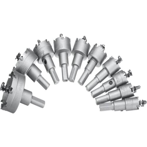 10Pcs 16-53mm K10 Carbide Tip HSS Drills Bit Hole Saw Cutter For Stainless Steel Metal Drilling Alloy TCT Hole Saw Set