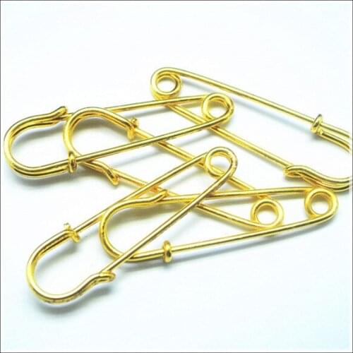 10pcs charms silver metal safety pins for jewelry making silver golden colors size 75mm good quality