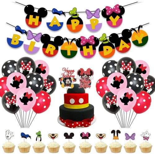10pcs/lot Minnie Balloons Mickey Mouse Birthday Party Decorations Baby Shower Girl Balloon Kids Air Globos Decor
