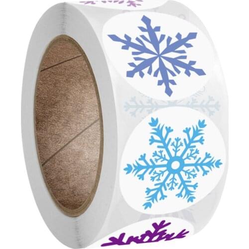 100-500PCS 2.5cm Color Snowflake Merry Christomas Sticker Gift Envelope Sealing Label Decoration Stationery Sticker