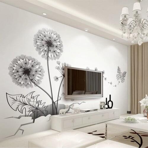 150x70cm New Wall Stickers 3D Broken Wall Dandelion Waterproof Removable Wall Stickers For Kids Rooms Wall Art Home Decoration