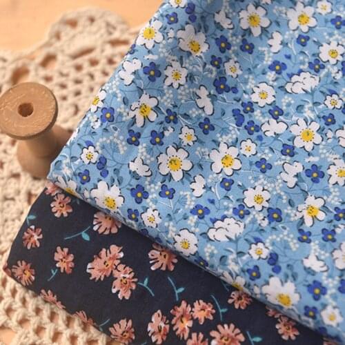 2-color Retro Small flower Cotton Fabric For top dress clothing robe tablecloth curtain handmade Material