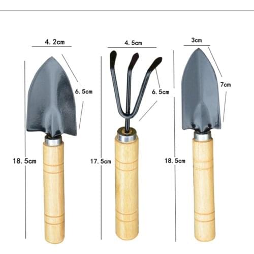 Hot Sale 3PC/Set Mini Garden Hand Tool Kit Plant Gardening Shovel Spade Rake With Wood Handle Metal Head For Gardener