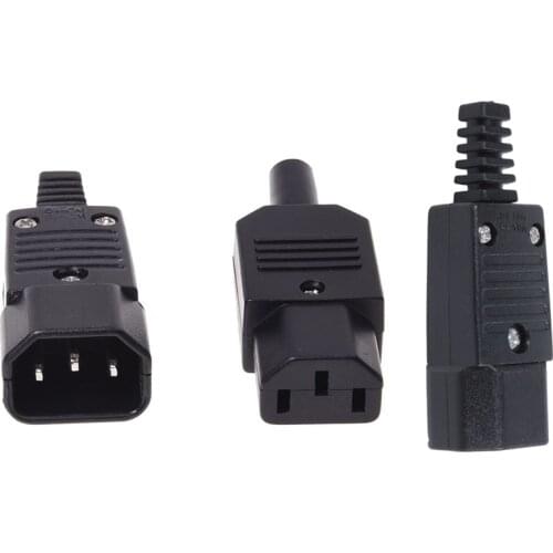 3Pcs 250V 10A Power Connector - 2Pcs IEC 320 C14 Plug To C13 Socket & 1Pcs IEC-320 C14