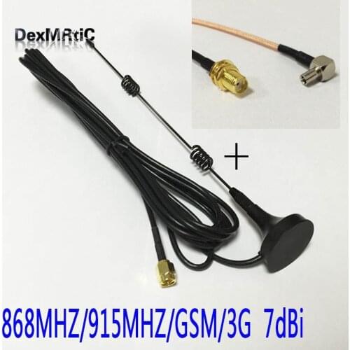 868MHZ/915MHZ/GSM antenna small sucker 7dbi aerial 3meters SMA male+SMA Female Bulkhead Switch TS9 Male RG316 cable 15cm long