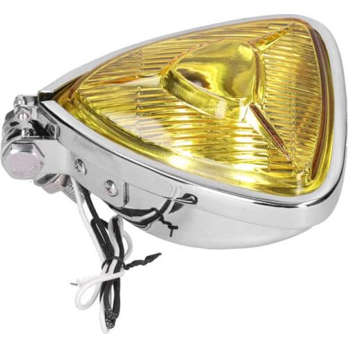 Car Halogen Headlight Bulbs car lamps Retro Motorcycle Headlight Triangular Front Lamp Yellow Lens 12V 55W M10 Thread for