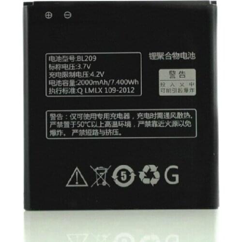 AZK 100% New Real 2000 mAh BL209 Battery For LENOVO A706 A788T A820E A760 A516 A378T A398T batteries