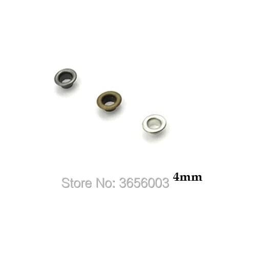 Free shipping 4# 500 sets / lot 4mm inner metal brass eyelets with washer small round metal grommets nickle color