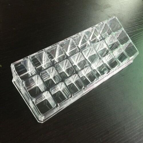 24Grids Lipstick Display Box Cosmetic Storage Holder Skin Care Container Make up Bins Trapezoid Thick Clear Case Shelf Organizer
