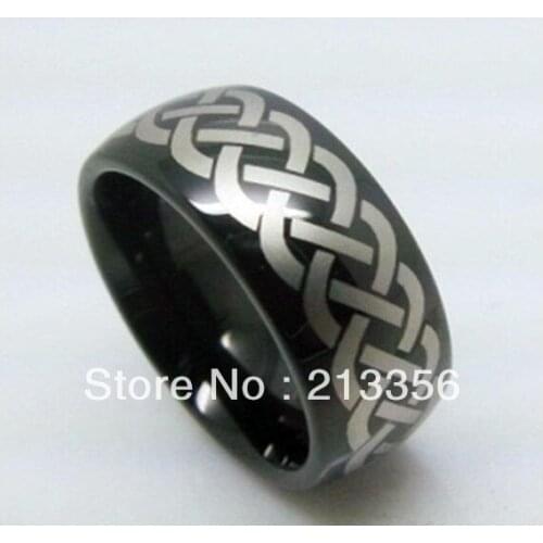 Cheap Price Free Shipping & Engraving 2015 USA Hot Selling 8MM Shiny Black Plated Dome Tungsten Ring Mens' Wedding Band Ring