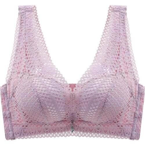 Elegant Wireless Bra For Women Padded Brassier Exquisite Lace Mesh Underwear Gather Bralette Tops