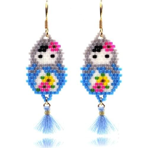 FAIRYWOO Ins Hot Sale Cute Doll Earring Jewelry 925 Delica Earrings Miyuki Beaded Handmade Earring For Woman Fashion Girl Gifts