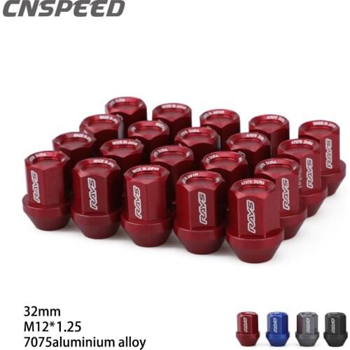 HEX 19mm 20pcs Aluminum M12x1.5 M12x1.25 Wheel Lug Nuts 32mm Length Racing Lug Nut Racing Forged Jdm Style Car Modification