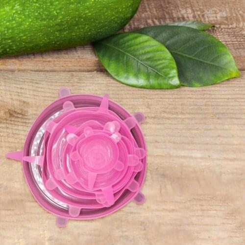 Cold Resistant Silicone Round Shape Pink Food Wrap Lid for Refrigerator