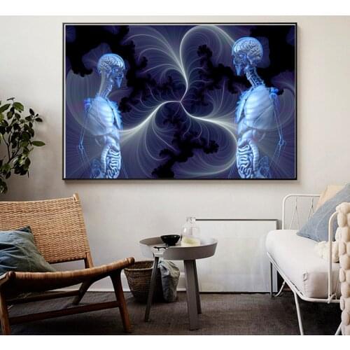 Human Science and Technology Oil Painting Hanging Picture Poster Canvas Print Painting Wall Art Living Room Home Decoration