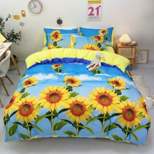 UPzo-Flower Series Thickened Polyester Twin Size Bedding Set Double Warm Bed Sheets Set Soft Girls Comforter Set of Sheets 135