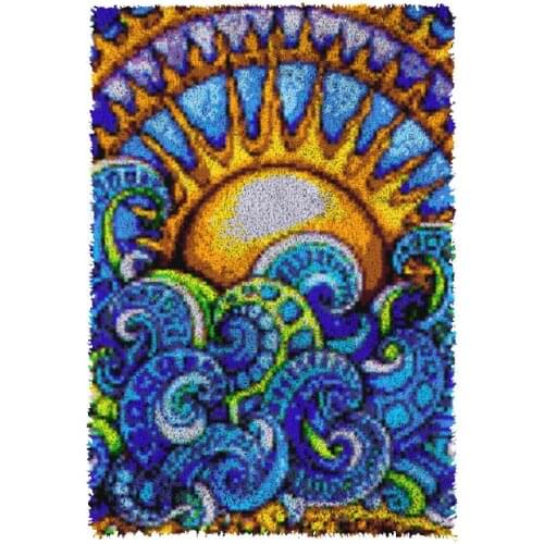 Latch Hook Sun Cushion Kits Pillow Mat DIY Craft Patterns Cross Stitch Needlework Crocheting Cushion Embroidery