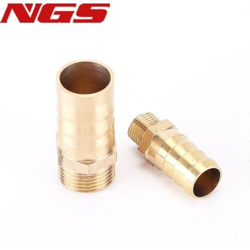 3/8BSP Male Thread 14mm Inner Dia Brass Hose Barb Coupler Fitting Connector 4pcs