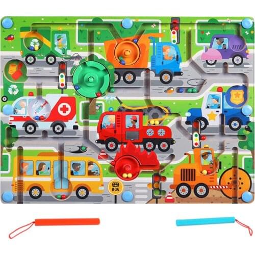 Magnetic Maze Toy Animals Traffic Magnetic Maze Ball Walking Bead Educational Toys Improve Logical Thinking Ability Kids Gift
