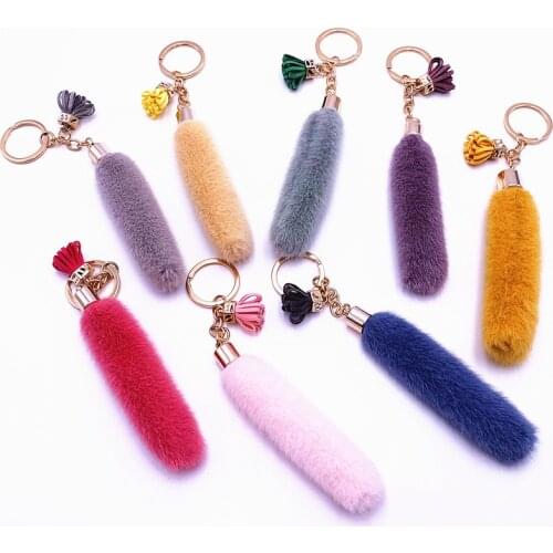 Mini Toy Cute Tassel Tail Plush Keychain Womens Car Key Ring Pompom Key Chains Women Handbag Key Pendant Jewelry Gifts