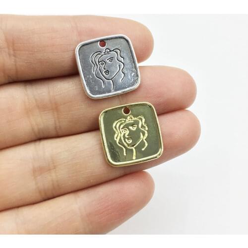 Eruifa 11mm 20pcs New Popular Women Lady Head Double side Coin Zinc alloy Jewelry DIY Charms Pendant 2 Colors