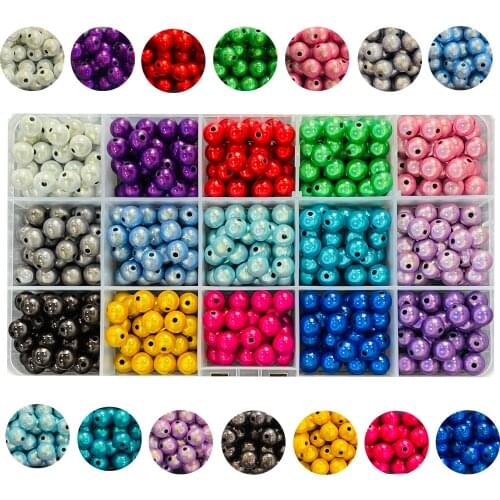 8 mm Fashion 3D Illusion Miracle Beads 30 pcs * 15 Color Acrylic Beads For DIY Crafts Jewelry Bracelet Making Kit