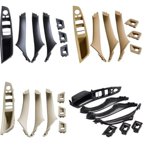 Car Left Hand Drive LHD Interior Inner Door Handle Panel Cover Beige Black Carbon Fiber For BMW 5 series F10 F11 2010-2016