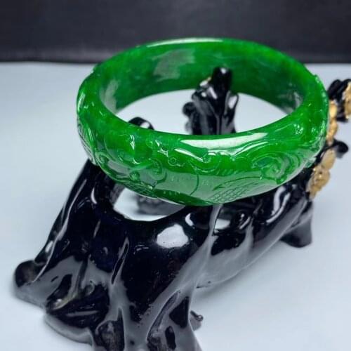 Natural 7A green jade bangles hollow handcarved jadeite bracelets jade bangles jade jewelry bracelets for women charm bracelet