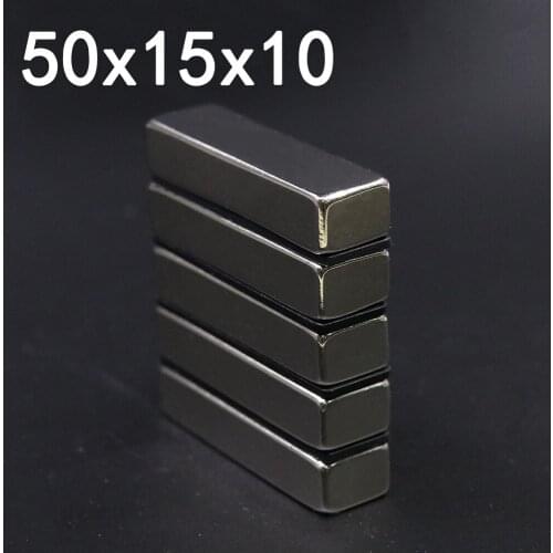10Pcs 50x15x10 Neodymium Magnet 50mm x 15mm x 10mm N35 NdFeB Block Super Powerful Strong Permanent Magnetic imanes