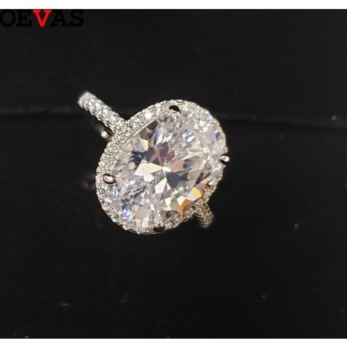 OEVAS 100% 925 Sterling Silver Bridal Rings Sparkling Oval High Carbon Diamond Wedding Engagement Party Fine Jewelry Wholesale