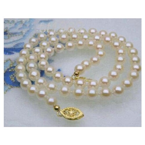 Fine 5-6mm AAA+ grade white AKOYA pearls necklace 14k yellow gold 16" or 18"