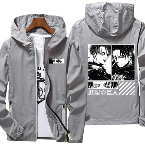 Coat Hoodie fashion ATTACK ON TITAN Jacket Sport Levi Anime Zipper Waterproof collar street Breathable Casual Streetwear Unisex
