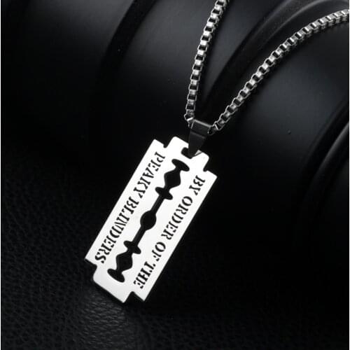 Punk Hip Hop Stainless Steel Neck Chains for Men Women Razor Blade Pendant Necklace Rock Collares Male Streetwear Cool Jewelry