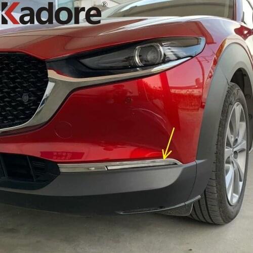 For Mazda CX30 CX-30 2020 2021 2022 Carbon Fiber Front Fog Light Lamp Strip Cover Trim Foglight Strips Car Styling Accessories
